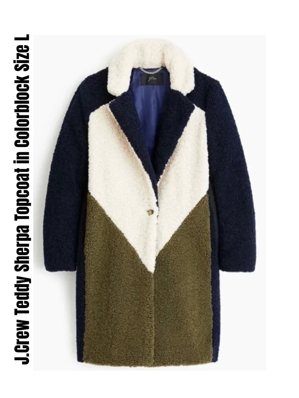 J.Crew Teddy Sherpa Topcoat in Colorblock Size L